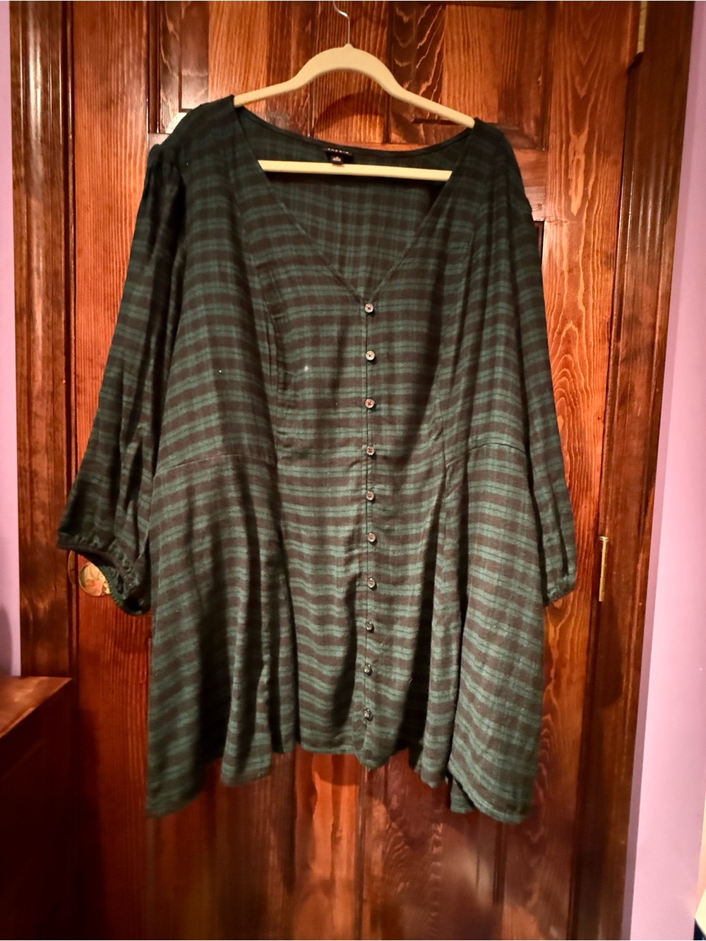 torrid Green and Black Striped Button-Front Blouse